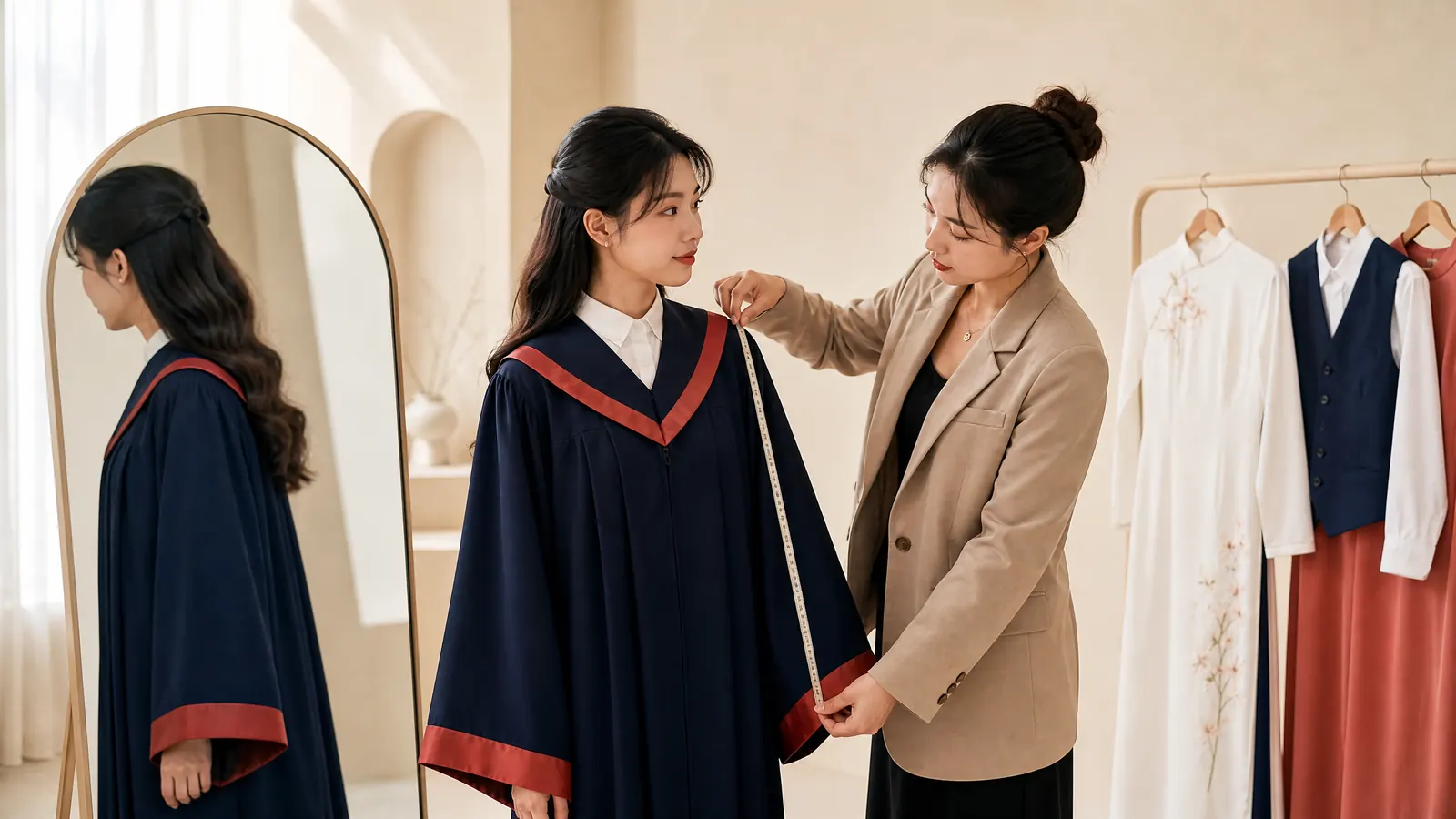 Kiểm tra size áo dài, áo cử nhân và vest trước ngày chụp kỷ yếu